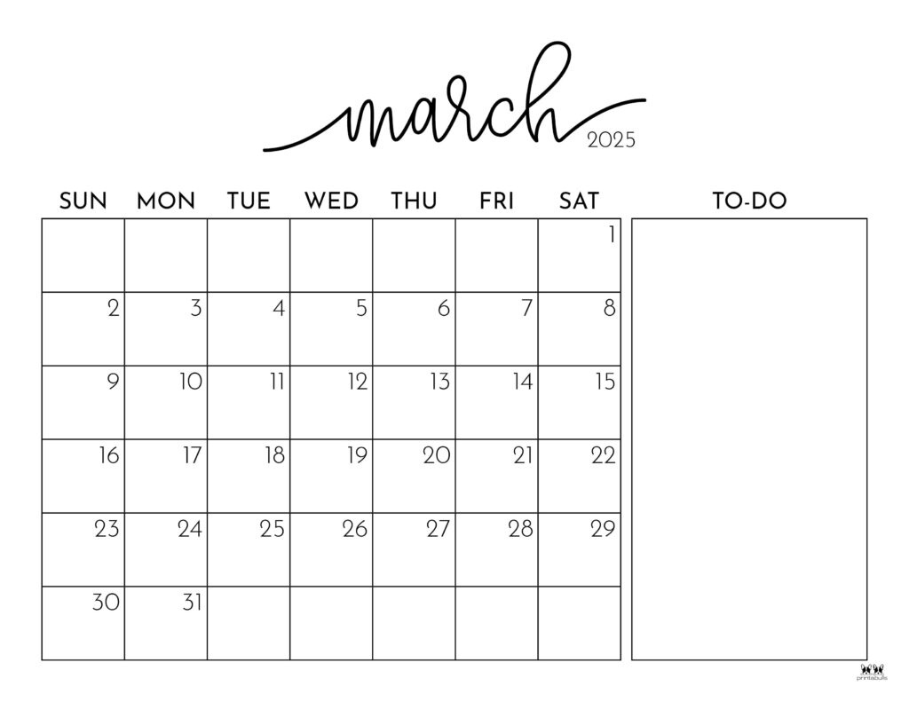 March 2025 Calendars - 107 Free Printables | Printabulls for Month Of March Calendar 2025