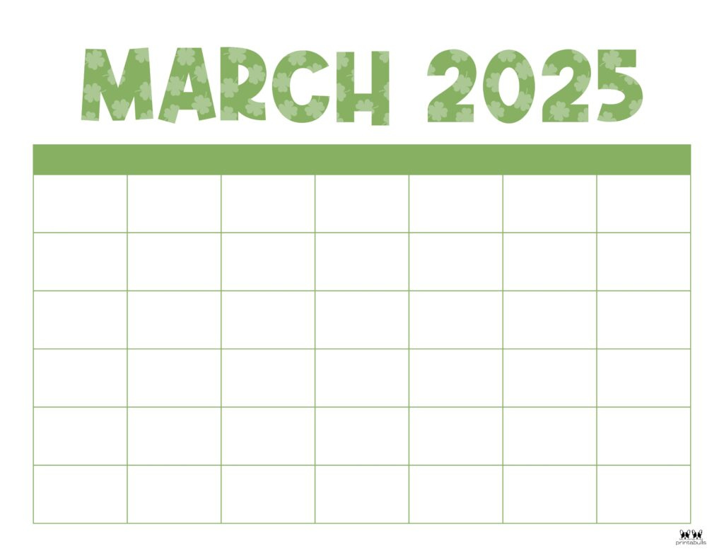 March 2025 Calendars - 107 Free Printables | Printabulls in Blank March 2025 Calendar Free Printable