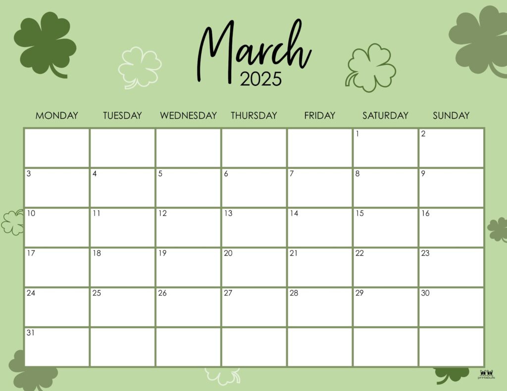 March 2025 Calendars - 107 Free Printables | Printabulls in March Month Calendar Printable 2025