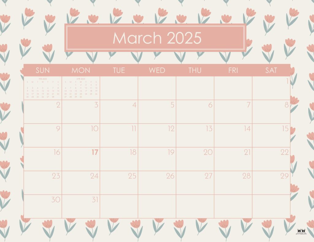 March 2025 Calendars - 107 Free Printables | Printabulls regarding Cute Printable March Calendar 2025