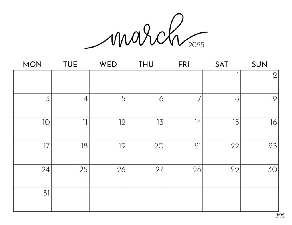 March 2025 Calendars - 107 Free Printables | Printabulls with Cute March Calendar Printable 2025