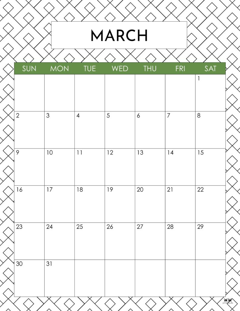 March 2025 Calendars - 107 Free Printables | Printabulls with March 25 Calendar Printable