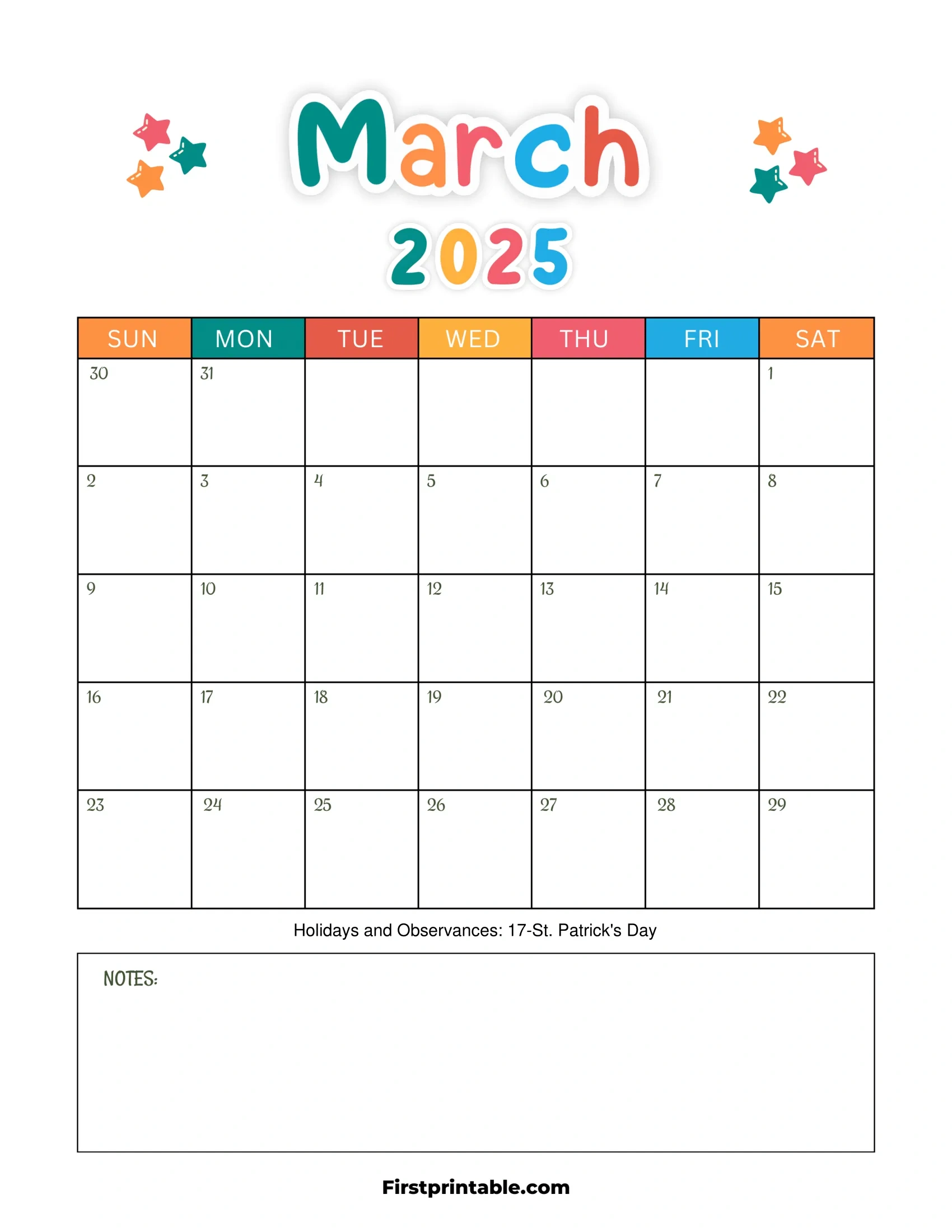 March 2025 Calendars - Free Printable &amp;amp; Fillable in Editable March 2025 Calendar