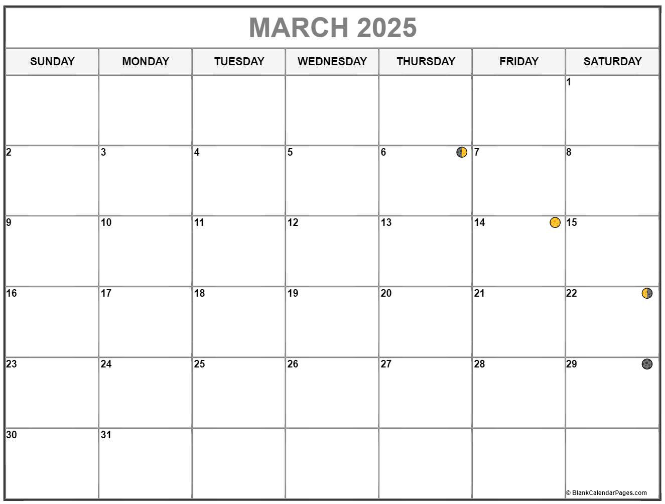 March 2025 Lunar Calendar | Moon Phase Calendar inside Moon Phase Calendar March 2025