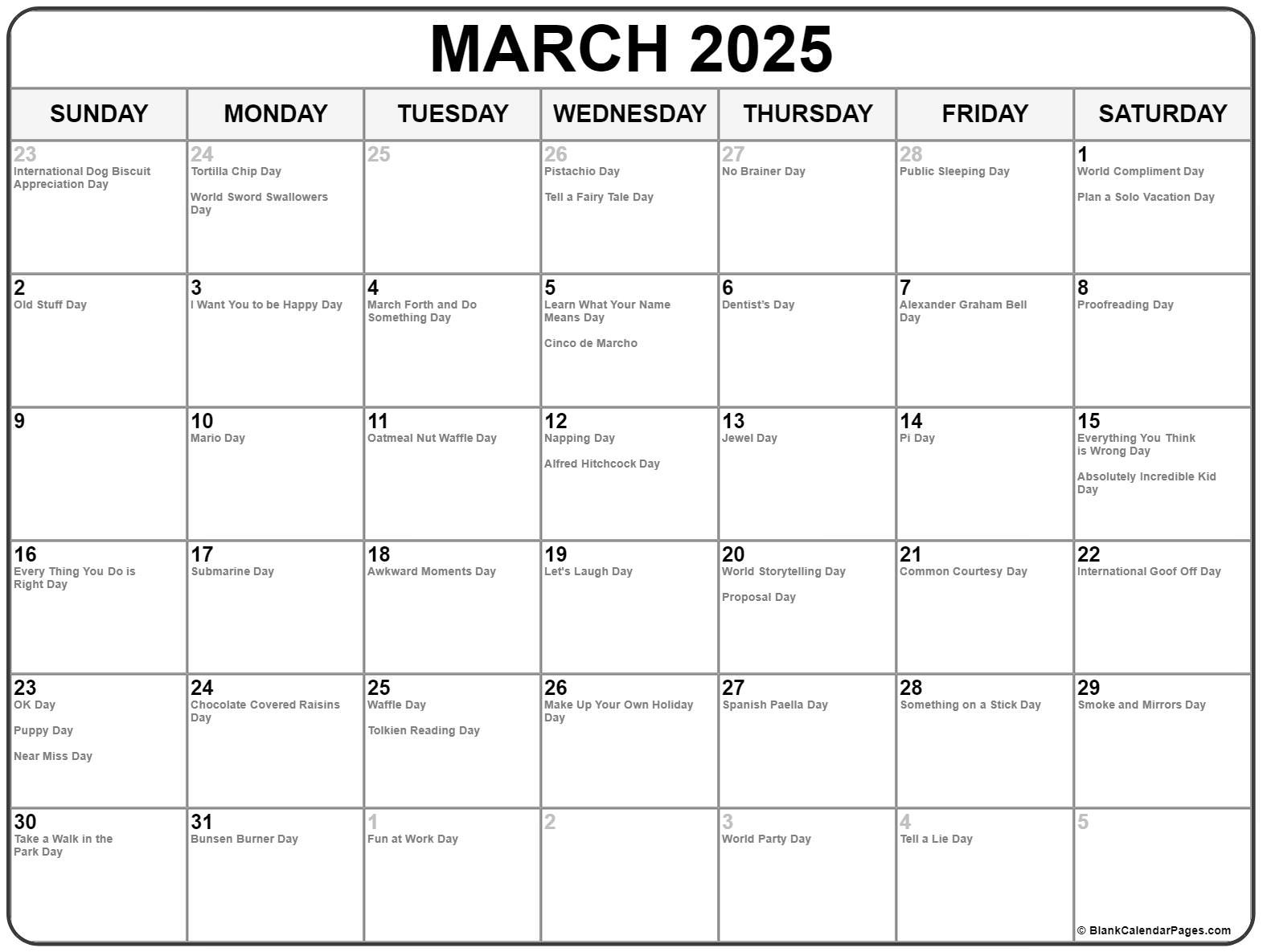 March 2025 With Holidays Calendar pertaining to Calendar Events In March 2025