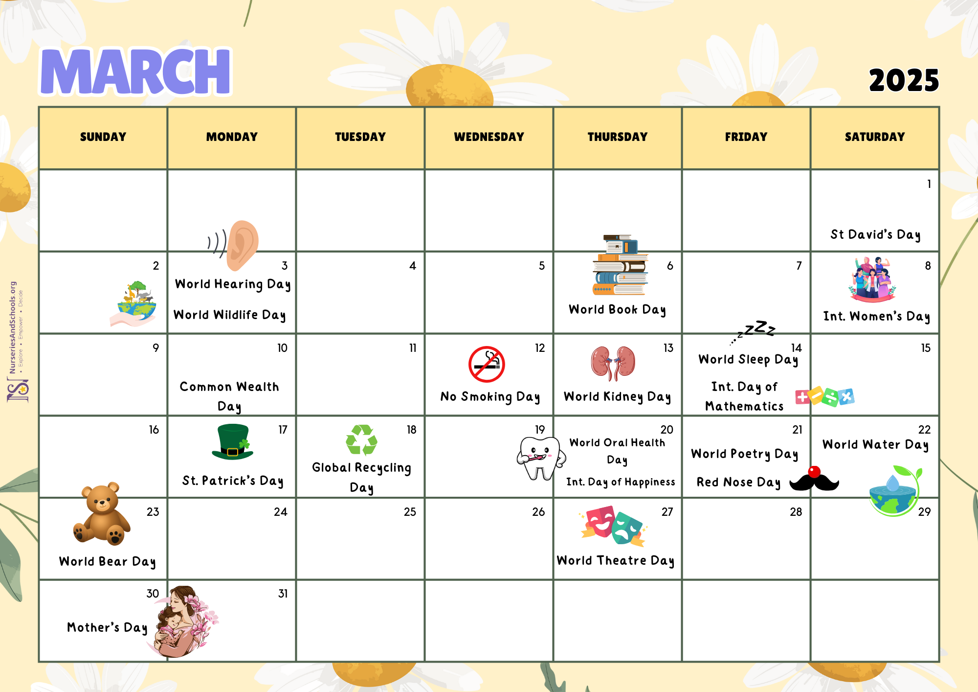 March Events Calendar 2025 - Free Worksheet | Uk inside Event Calendar For March 2025