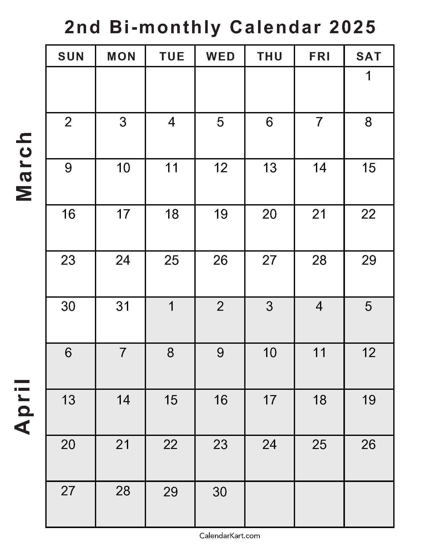 Printable March April 2025 Calendar | Calendarkart inside Calendar For March And April 2025