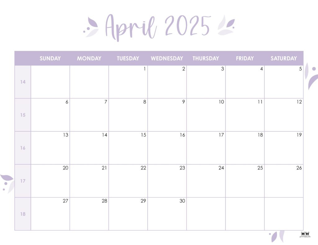 April 2025 Calendars - 107 Free Printables | Printabulls with 2025 Monthly April Calendar Printable