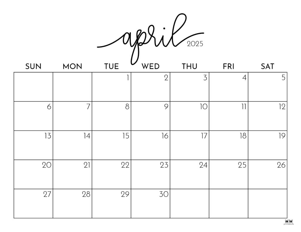 April 2025 Calendars - 107 Free Printables | Printabulls with regard to 2025 Monthly April Calendar Printable