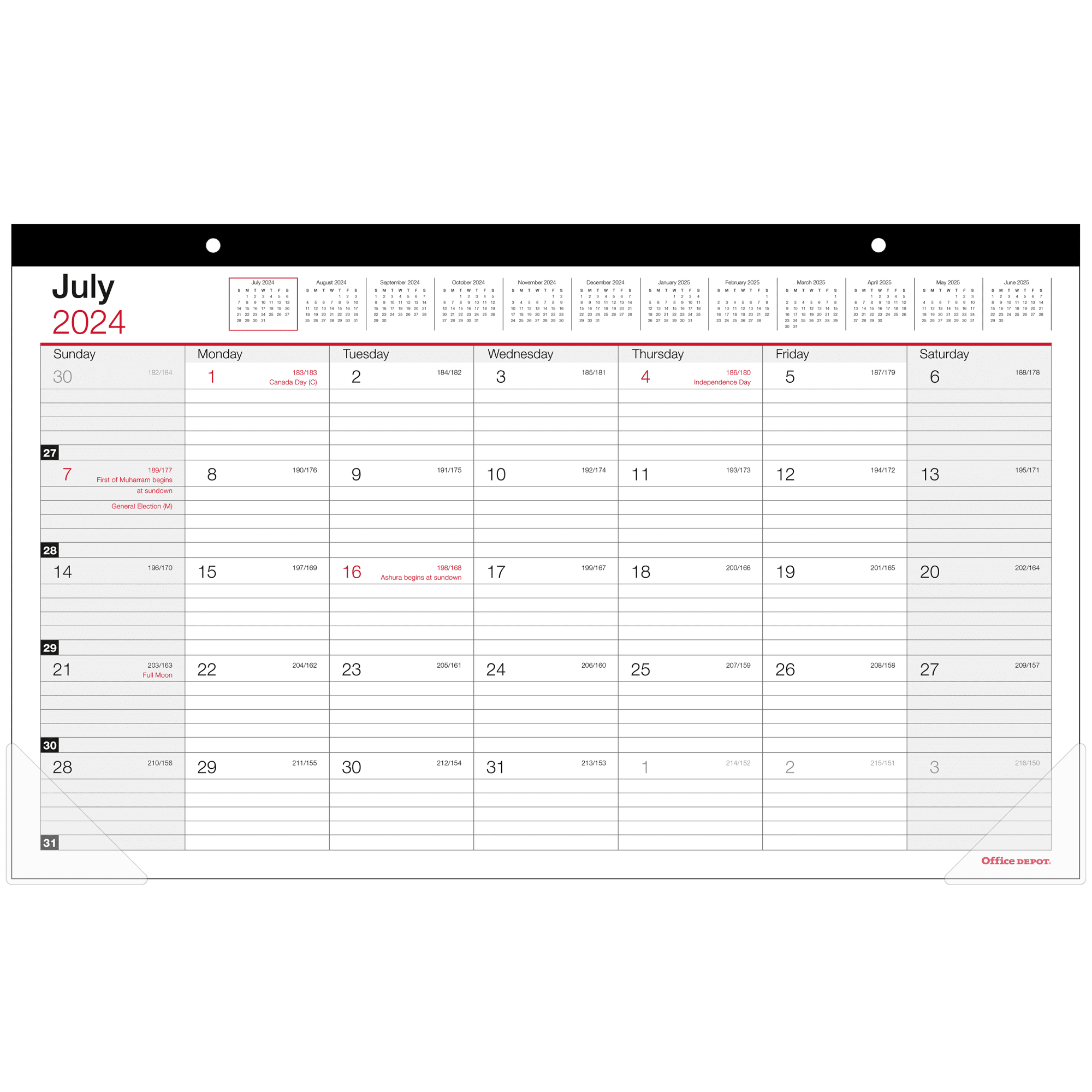 2024-2025 Office Depot® Brand Monthly Academic Desk Calendar, 17-3/4&quot; X  10-7/8&quot;, 30% Recycled, July 2024 To June 2025 throughout July 2024 - June 2025 Desk Calendar