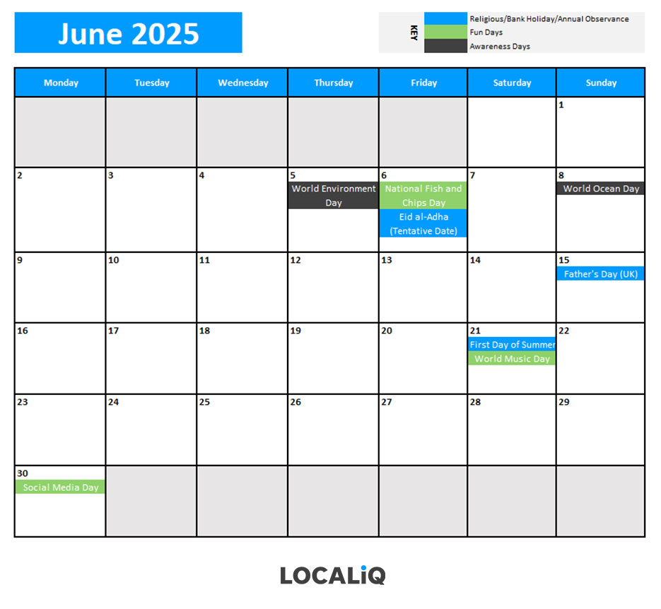 2025 Key Awareness Days And Holidays For Social Media for June 2025 Weather Calendar