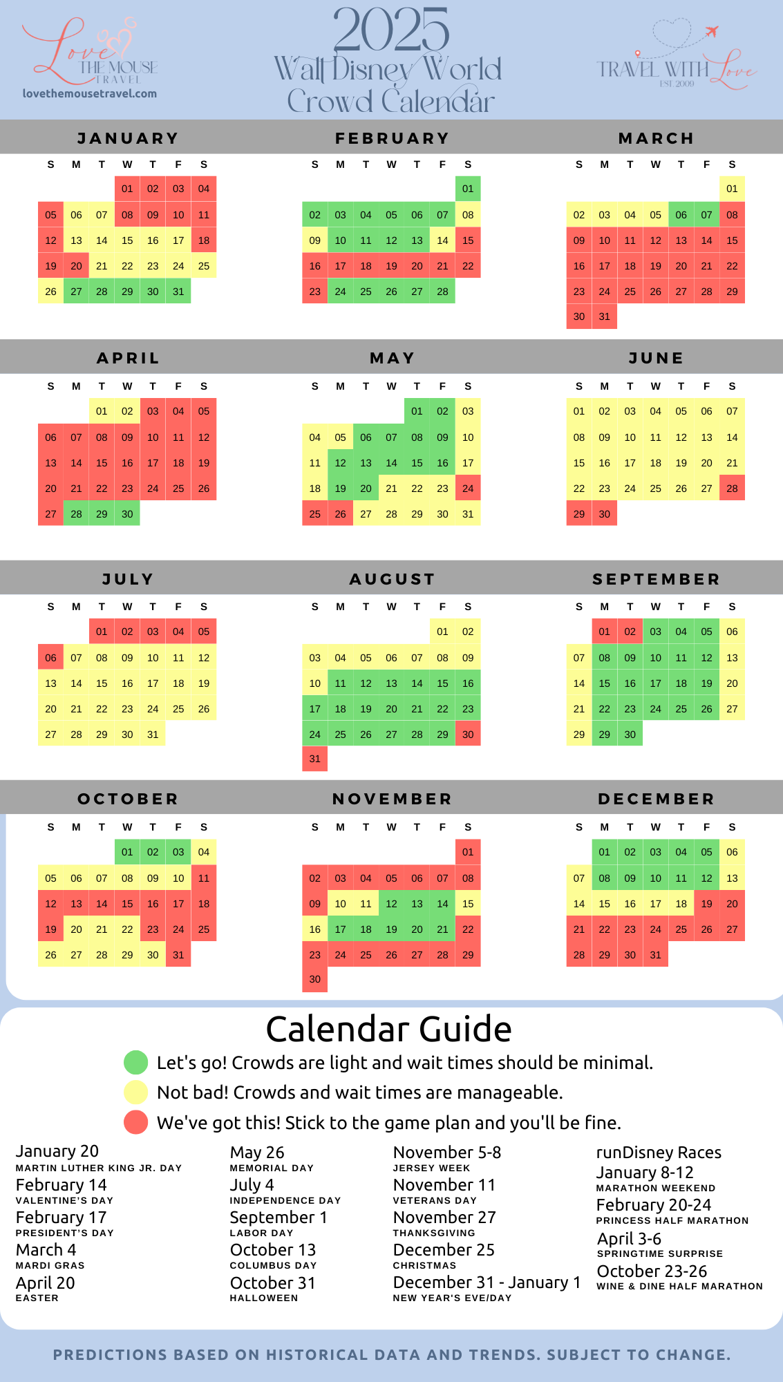 2025 Walt Disney World Crowd Calendar | Love The Mouse Travel inside June 2025 Disney Crowd Calendar