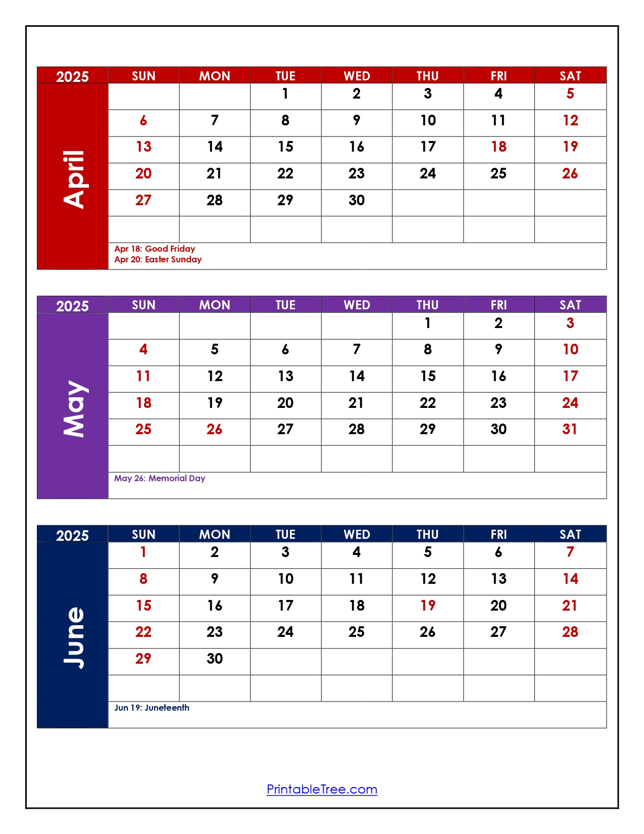 April To June 2025 Calendar Printable Pdf | Three Months Calendar intended for March April May June 2025 Calendar
