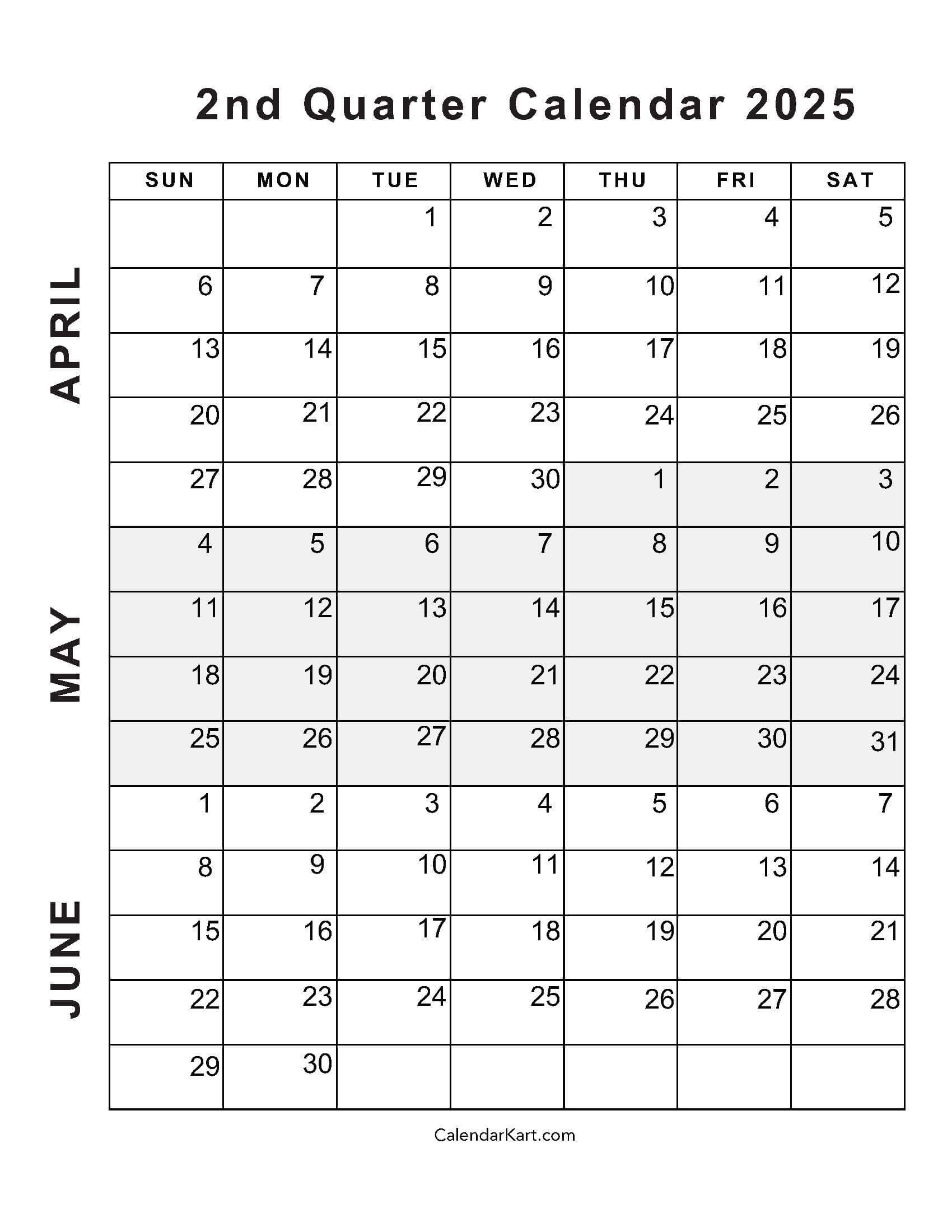 April To June 2025 Calendars (Q2): Free Printables with regard to April May June July 2025 Calendar
