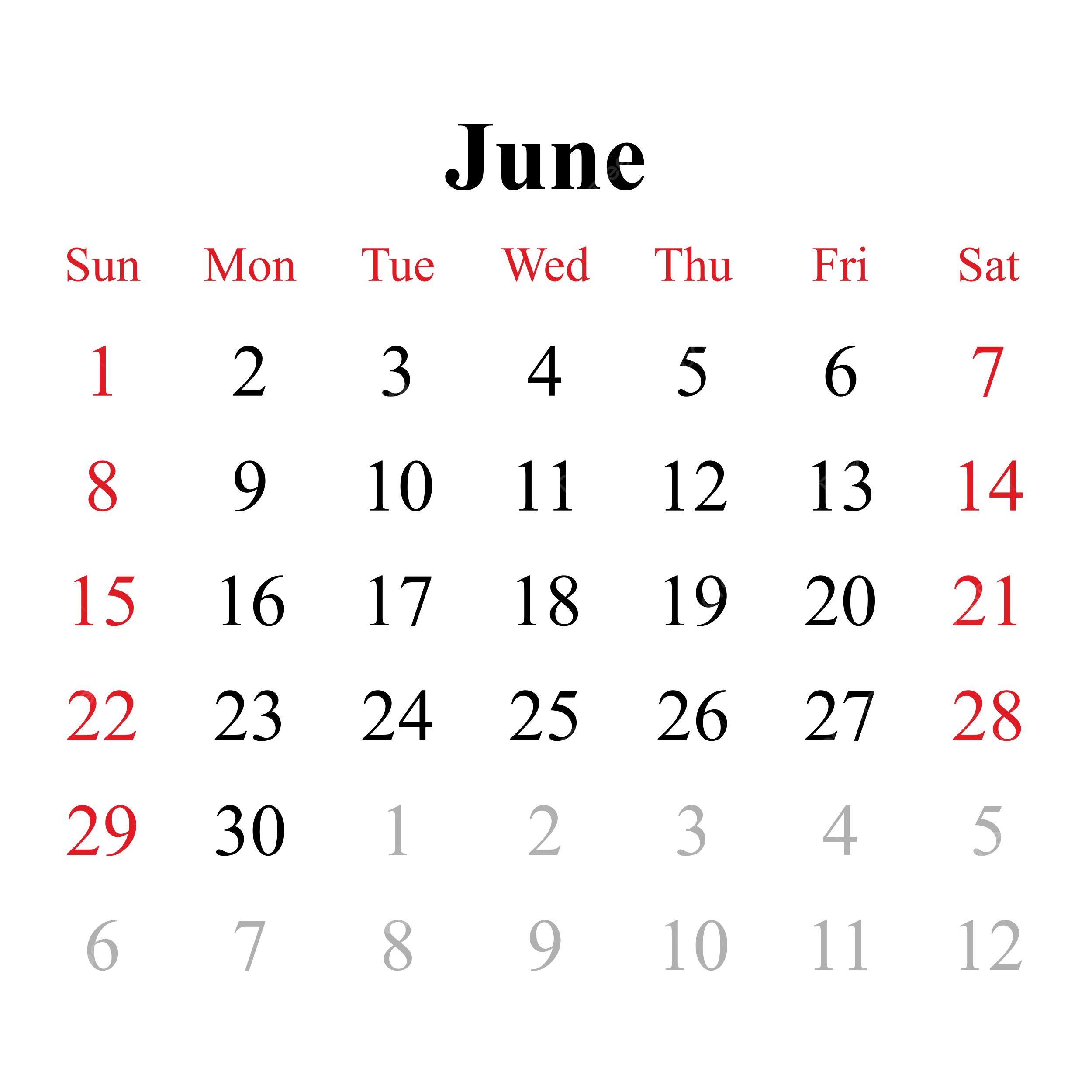 Calendar June 2025 Vector, June 2025, Calendar June 2025, Monthly in June 2025 Calendar Png