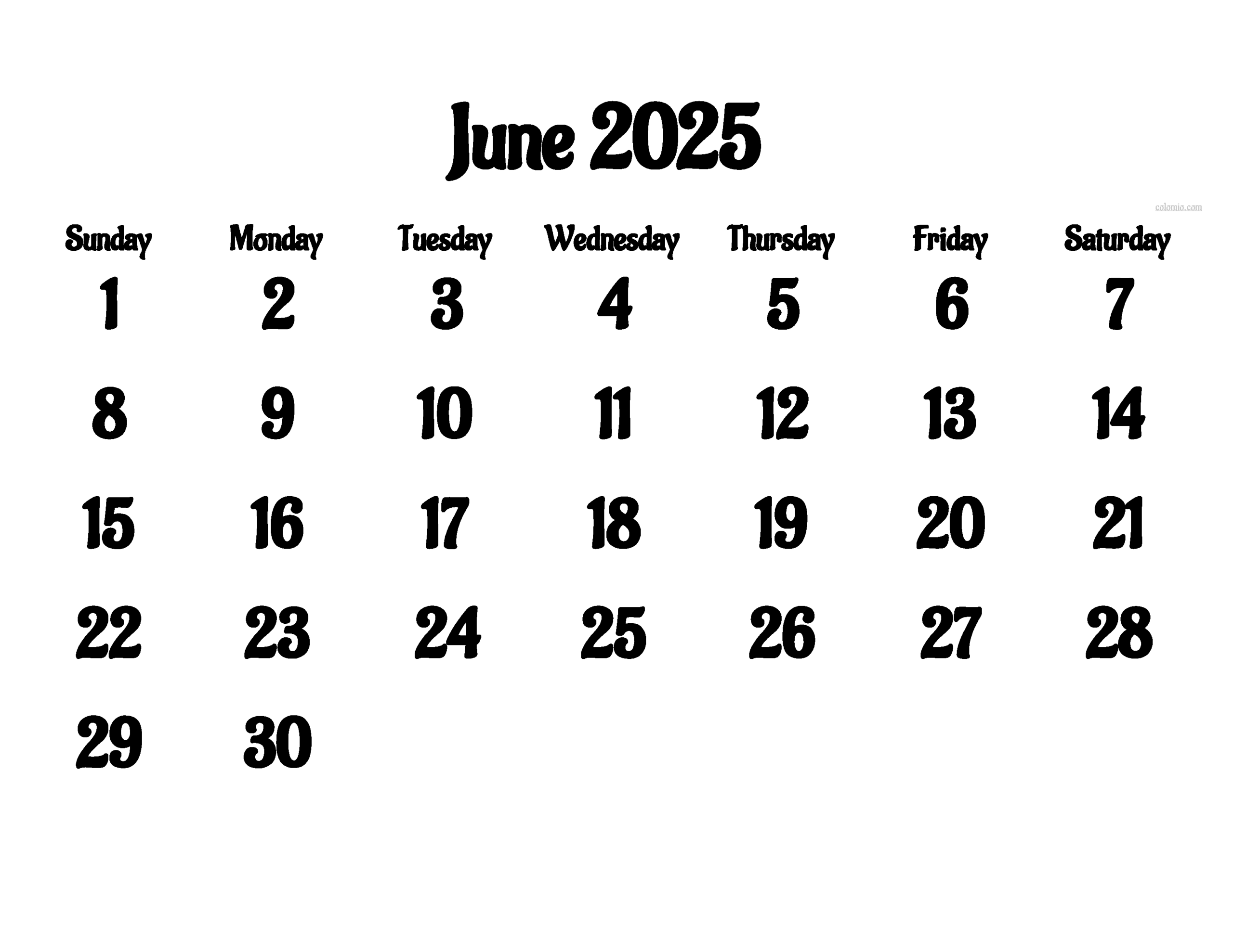 ᐅ June 2025 Calendar | Free Printable Pdf, Xls And Png with June 2025 Calendar Png