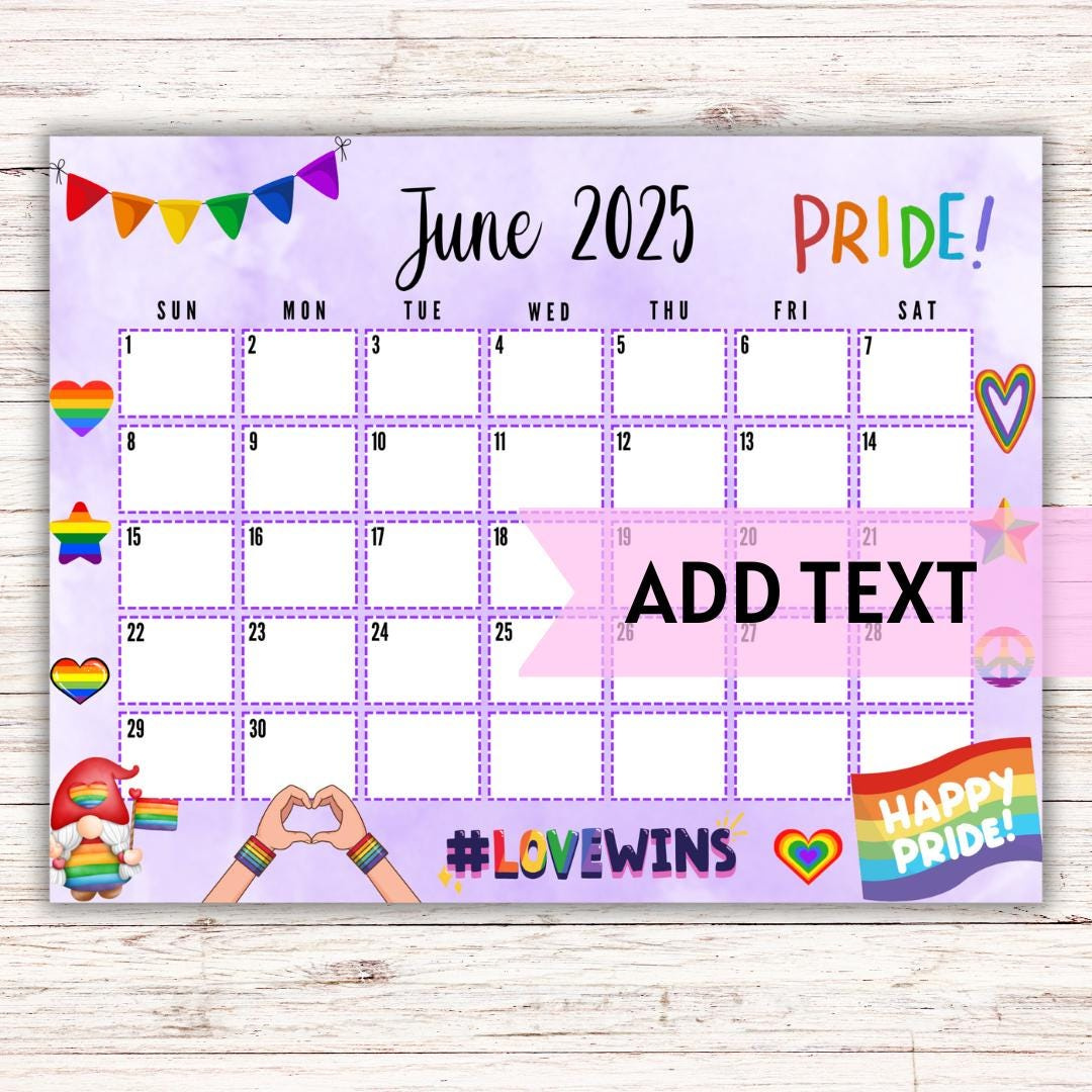 Editierbar Druckbarer Juni Kalender 2025 | Sommer Lgbt Kalender 2025 | Happy Pride Month Juni Kalender | Kalender Pride | Befüllbarer Kalender - Etsy with regard to June Pride Month Calendar 2025