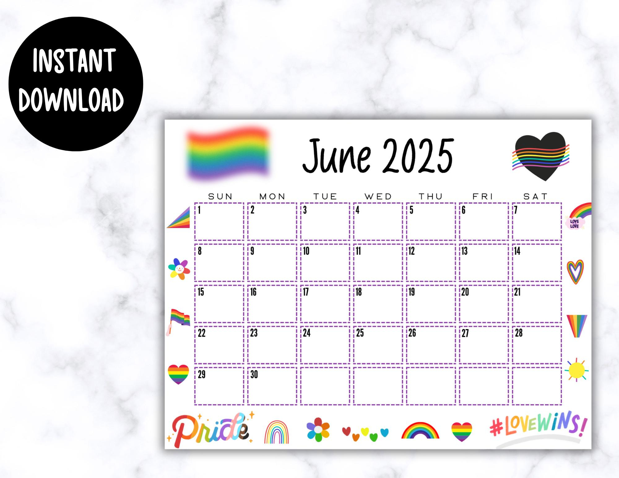 Editierbarer Kalender Juni 2025 | Lgbtq+ Monatsplaner | Printable pertaining to June Pride Month Calendar 2025
