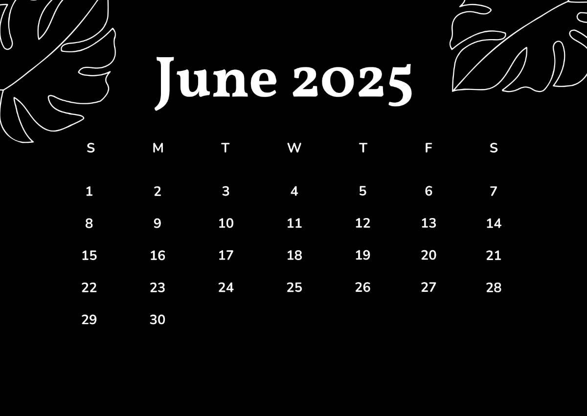 Free Black June 2025 Calendar Template To Edit Online with regard to June 2025 Calendar Black Background
