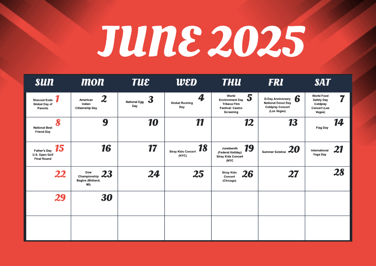 Free June 2025 Calendar Events Template To Edit Online intended for June 2025 Calendar Events