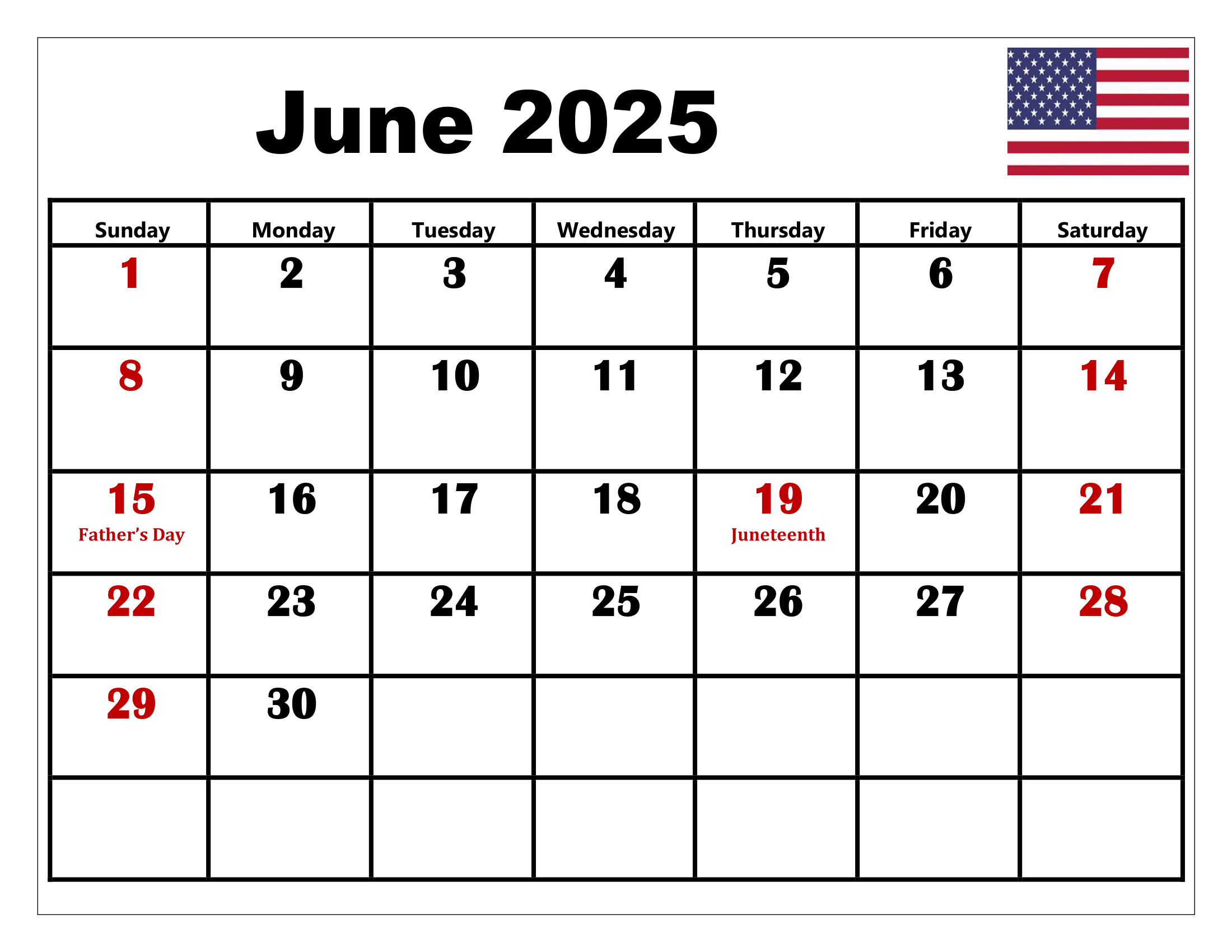 Free June 2025 Calendar Printable Pdf Template With Holidays in June Calendar 2025 With Holidays
