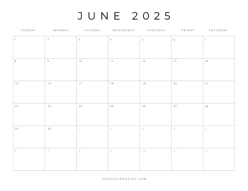 Free Printable 2025 Blank Calendar Templates (All 12 Months) within Printable Calendar Template June 2025
