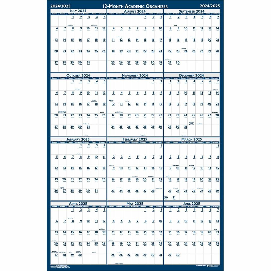 House Of Doolittle Academic July-June Wall Calendar - Julian Dates for July 2024 June 2025 Calendar