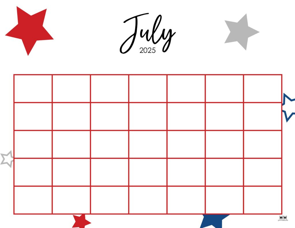 July 2025 Calendars - 107 Free Printables | Printabulls for June July Calendar 2025 Printable