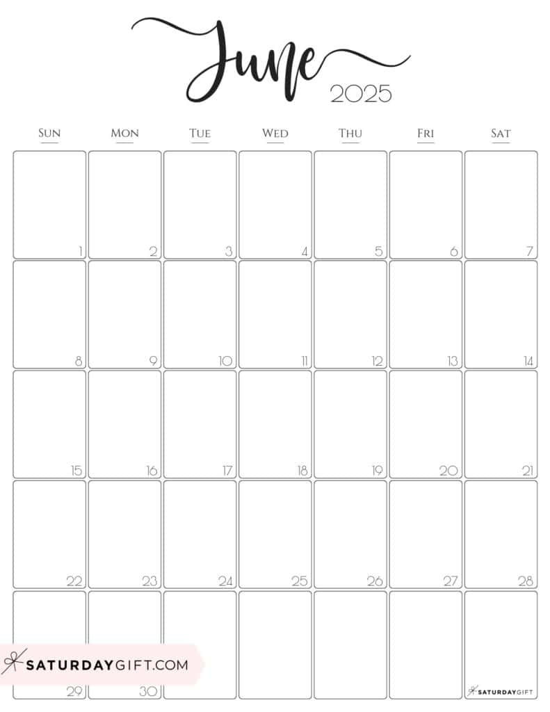 June 2025 Calendar - 23 Cute &amp;amp; Free Printables intended for June 2025 Calendar Portrait