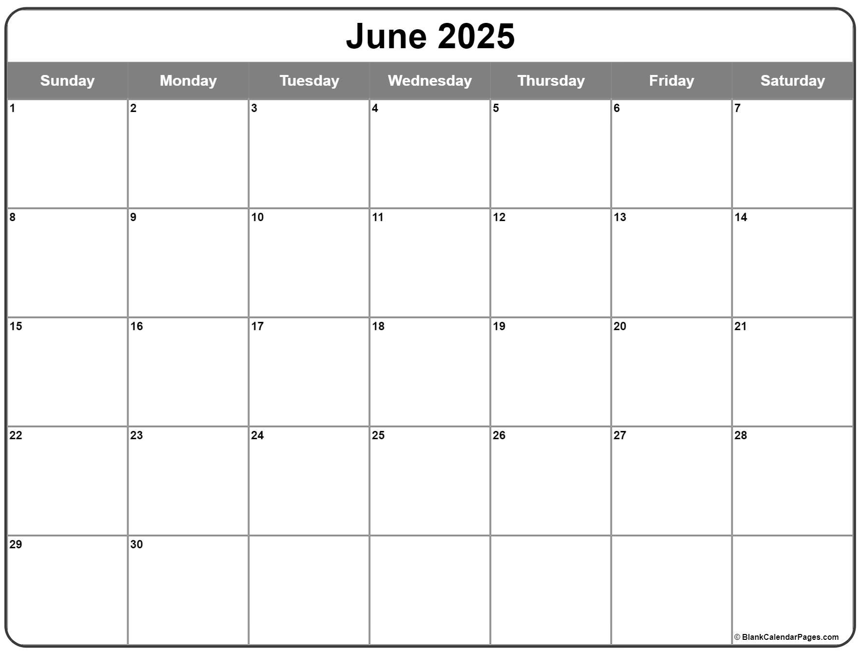 June 2025 Calendar | Free Printable Calendars in Printable June 2025 Calendar Page