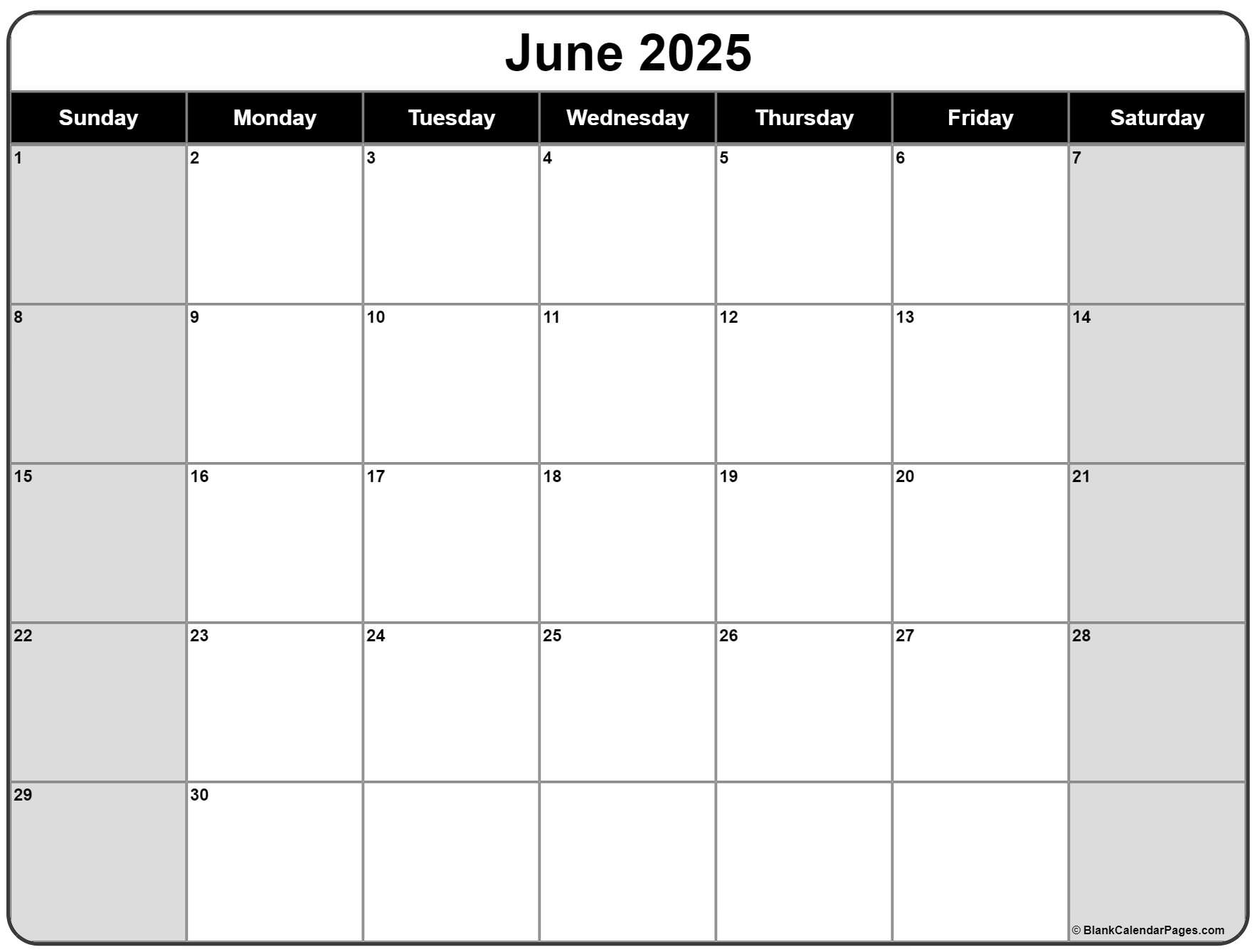 June 2025 Calendar | Free Printable Calendars with June Calendar Template 2025