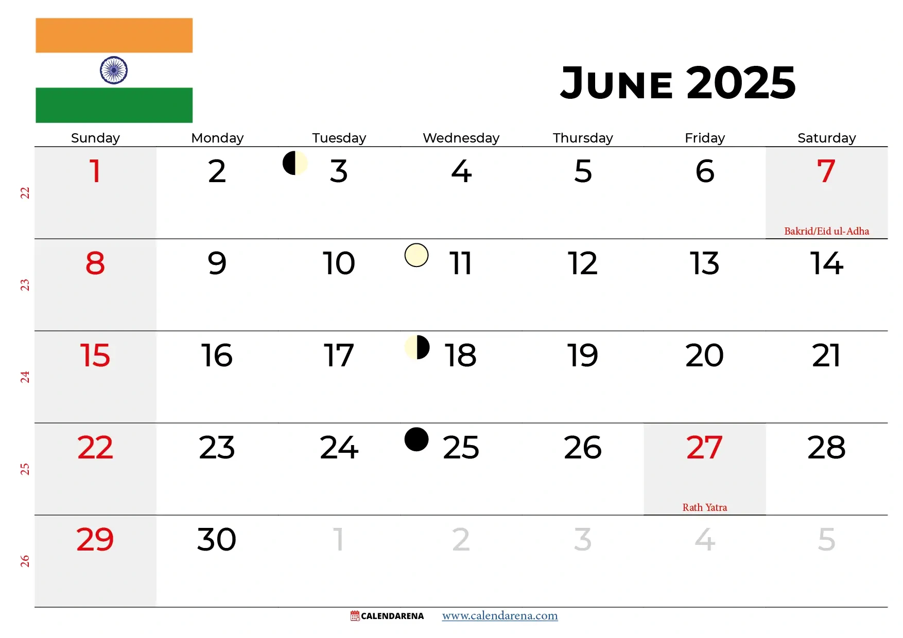 June 2025 Calendar India intended for June Calendar With Holidays 2025