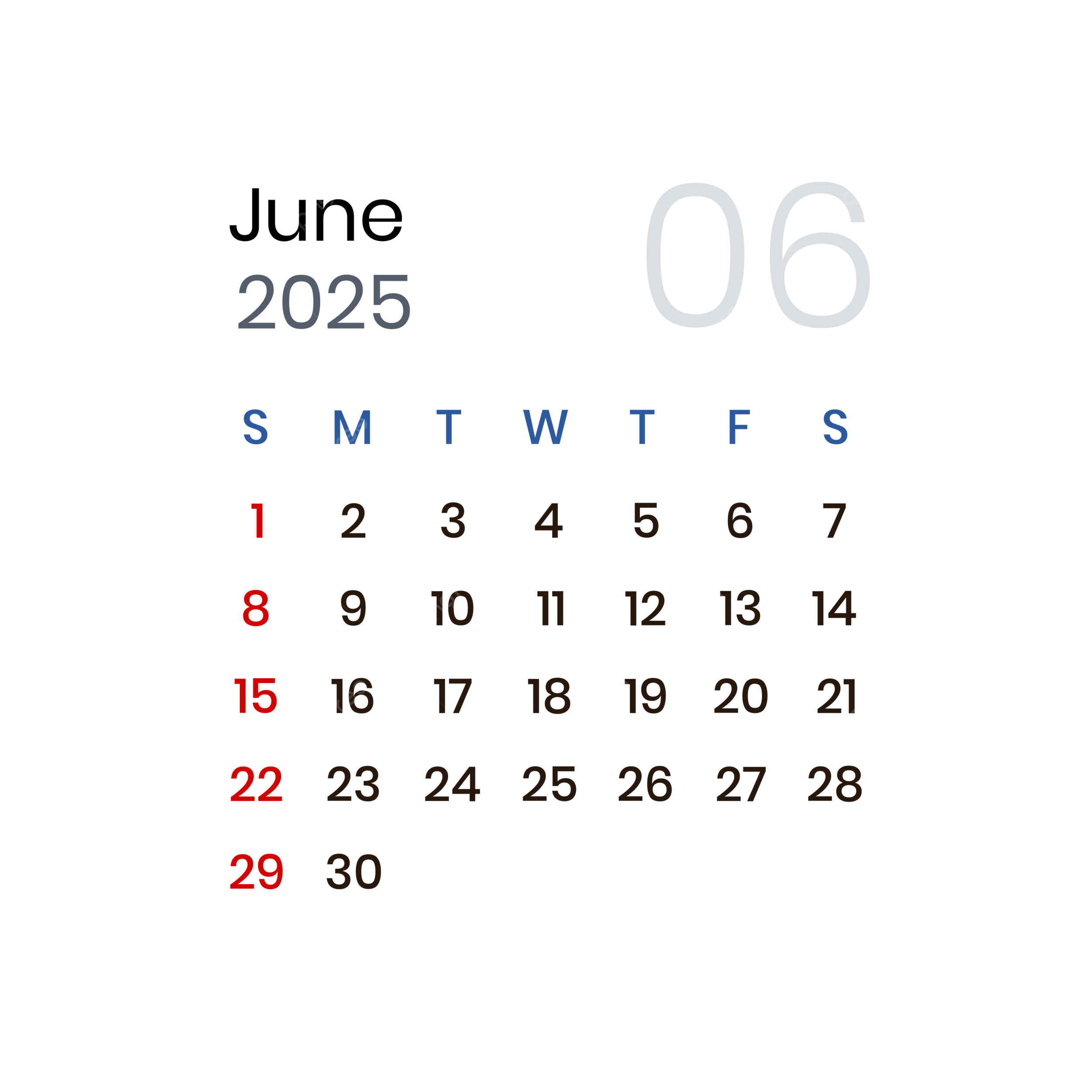 June 2025 Calendar Png Transparent Images Free Download | Vector throughout June 2025 Calendar Png