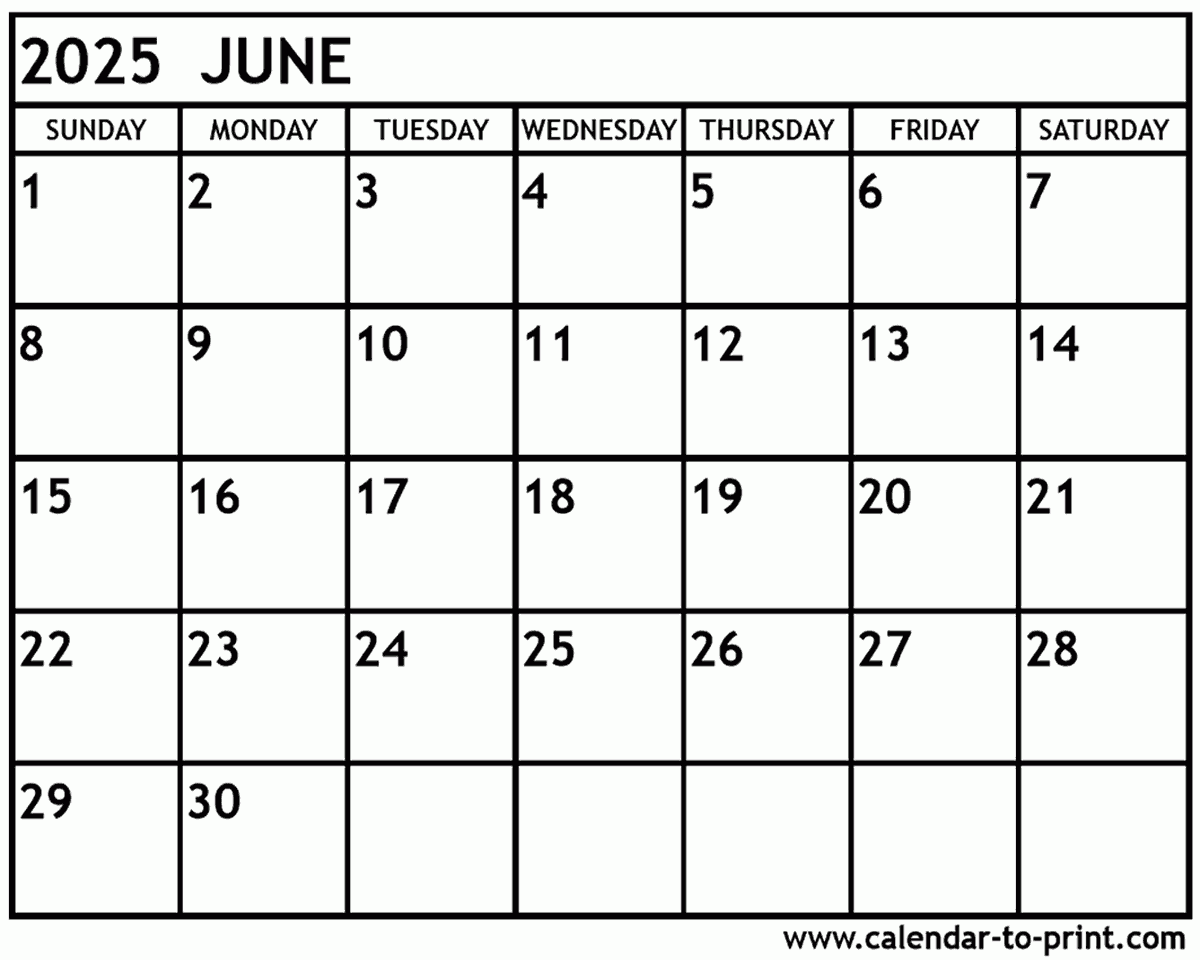 June 2025 Calendar Printable with The Calendar Of June 2025