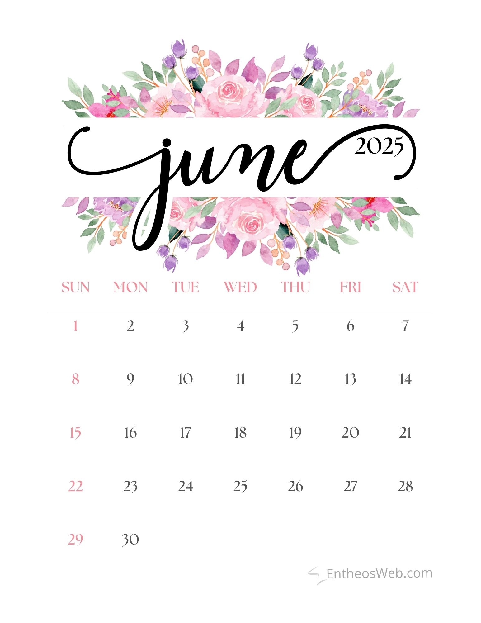 June 2025 Calendar Printables | Entheosweb inside Colorful June 2025 Calendar Printable
