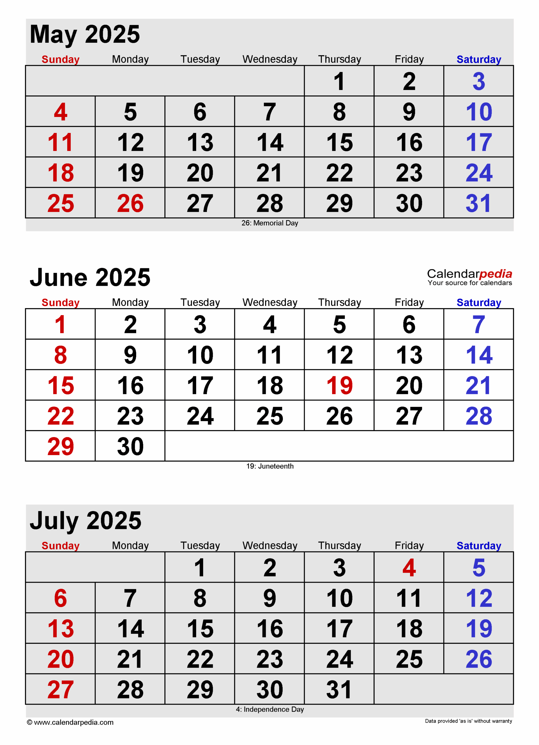 June 2025 Calendar | Templates For Pdf, Excel And Word intended for May June July 2025 Calender