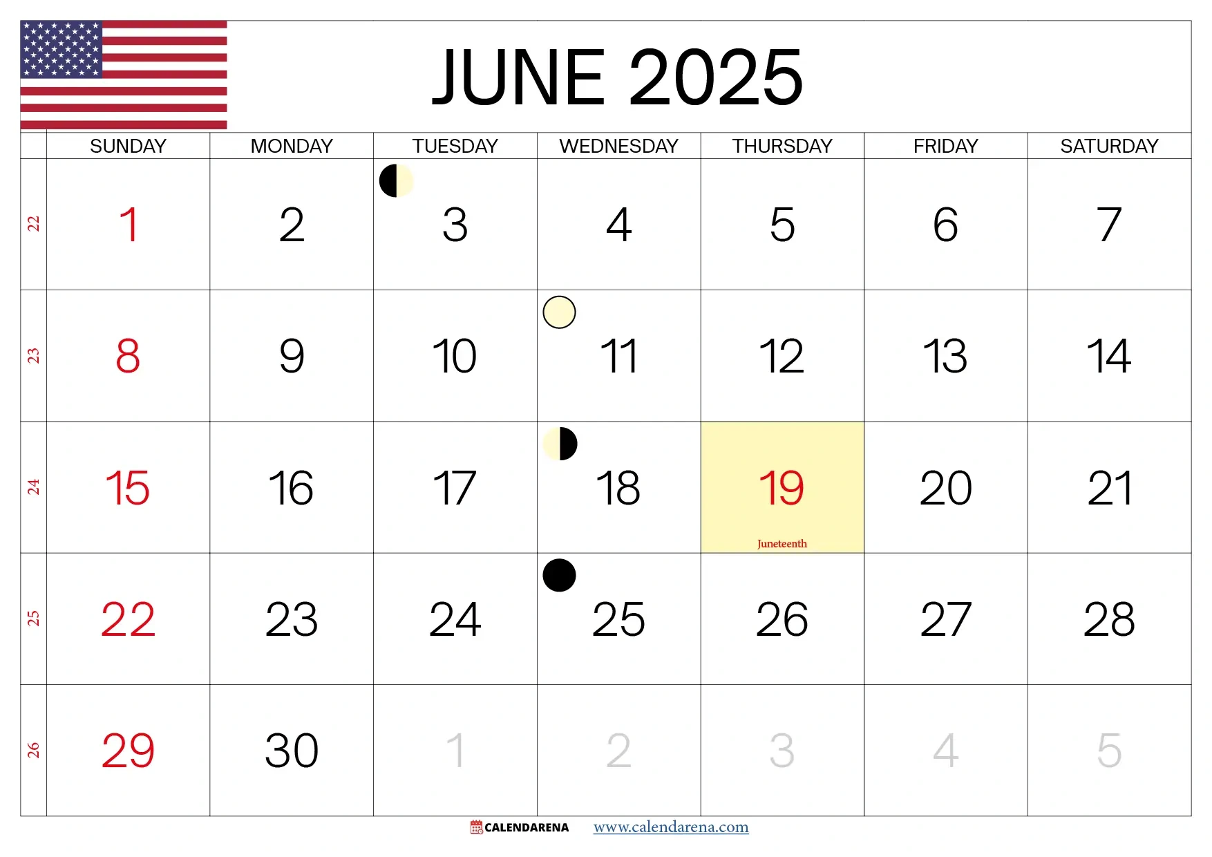 June 2025 Calendar Usa With Holidays throughout Calendar Of Events For June 2025