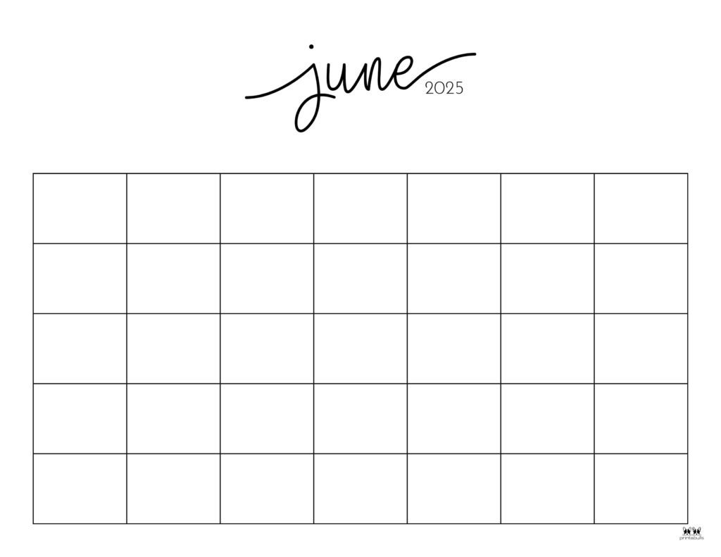 June 2025 Calendars - 107 Free Printables | Printabulls in June 2025 Calendar Page