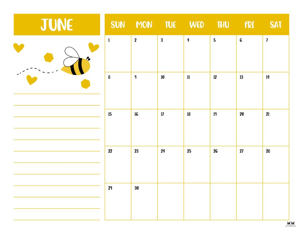 June 2025 Calendars - 107 Free Printables | Printabulls inside June 2025 Printable Calendar With Notes