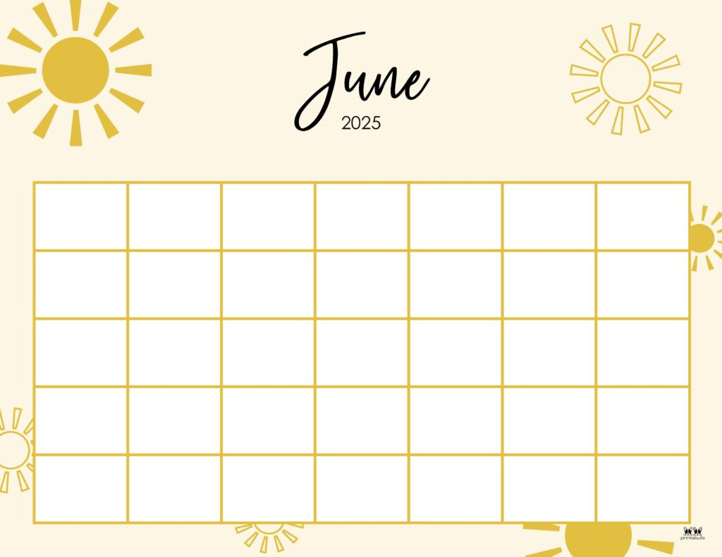 June 2025 Calendars - 107 Free Printables | Printabulls intended for Cute Printable June Calendar 2025