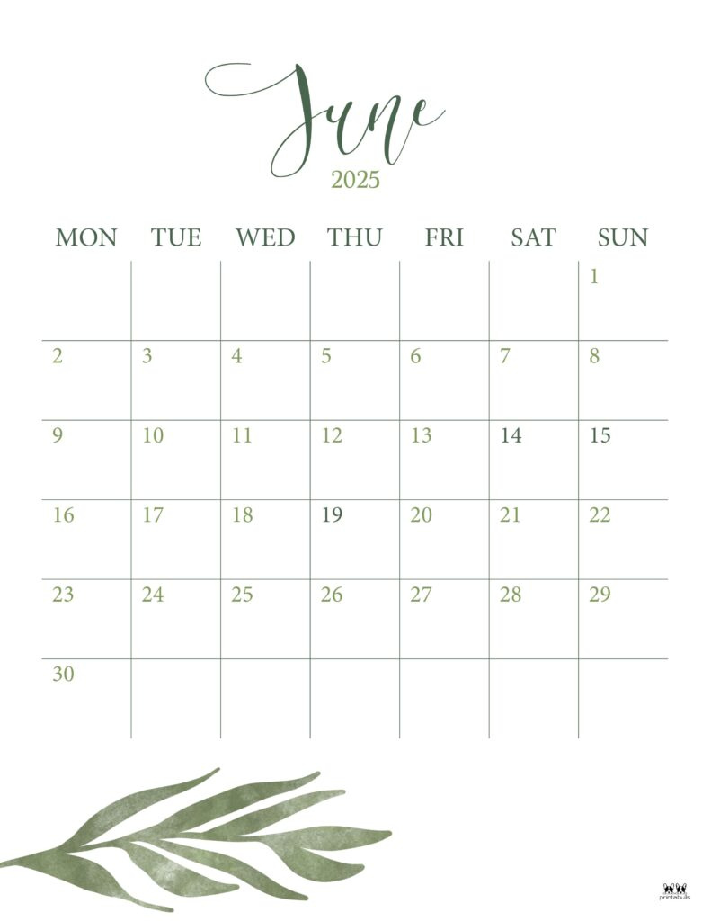 June 2025 Calendars - 107 Free Printables | Printabulls pertaining to June 2025 Calendar Printable Vertical