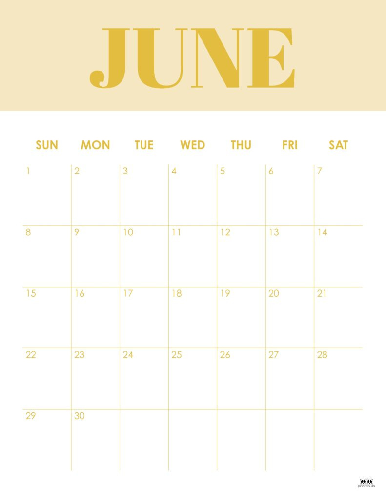 June 2025 Calendars - 107 Free Printables | Printabulls regarding Cute Printable June Calendar 2025