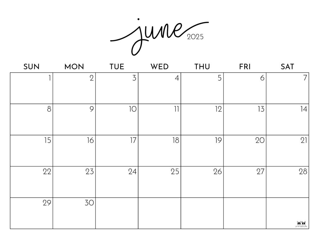 June 2025 Calendars - 107 Free Printables | Printabulls with regard to Calendar 2025 June Month