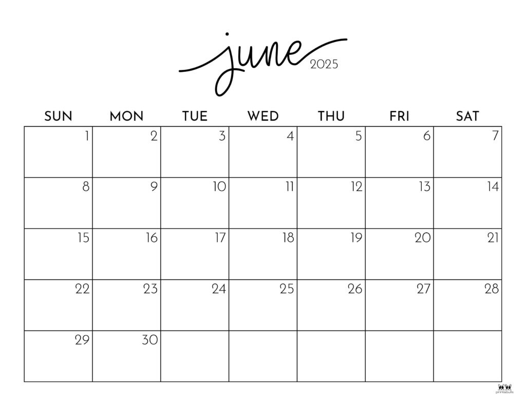 June 2025 Calendars - 107 Free Printables | Printabulls with regard to Calendar Printable June 2025