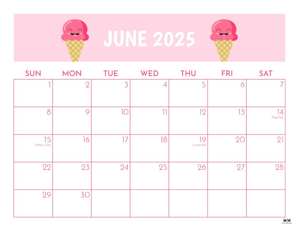 June 2025 Calendars - 107 Free Printables | Printabulls with regard to Cute Printable June 2025 Calendar