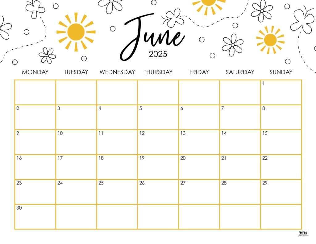 June 2025 Calendars - 107 Free Printables | Printabulls with regard to June 2025 Blank Calendar Printable