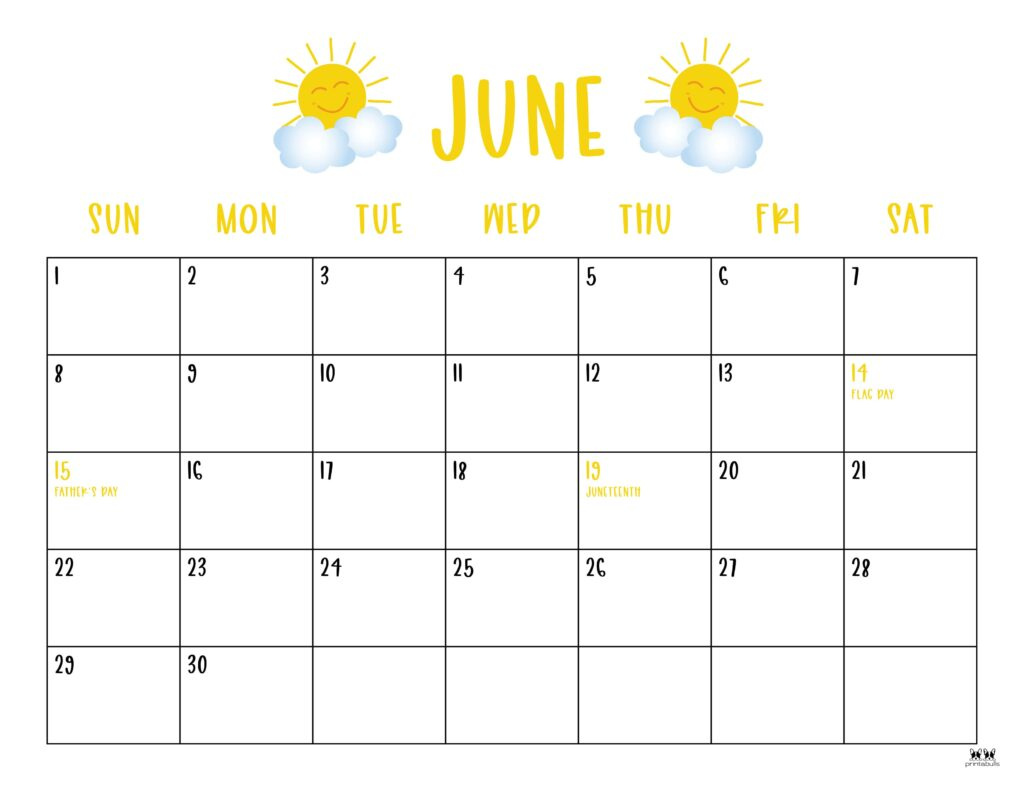 June 2025 Calendars - 107 Free Printables | Printabulls with regard to June 2025 Calendar With Holidays Printable