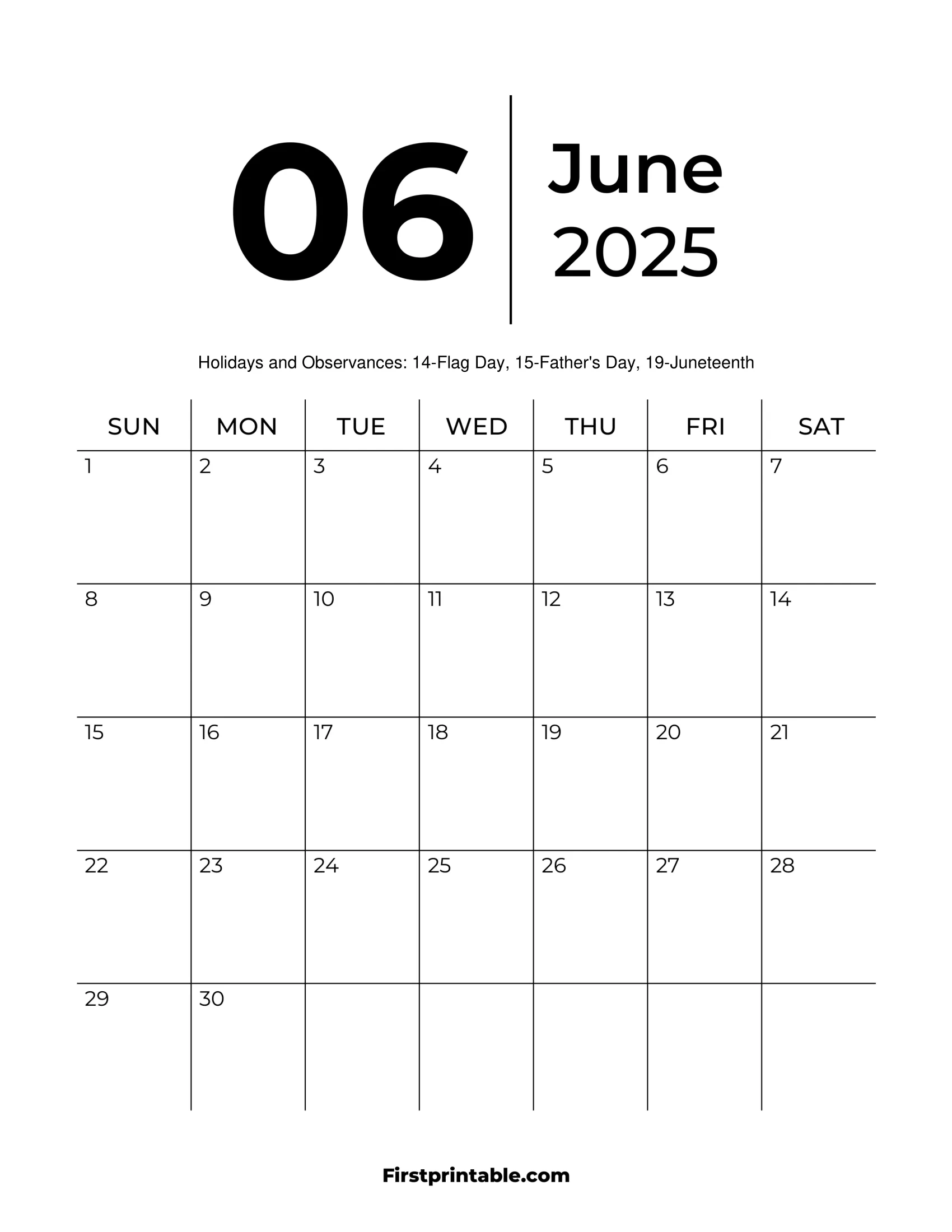 June 2025 Calendars - Free Printable &amp;amp; Fillable within June 2025 Calendar Fillable