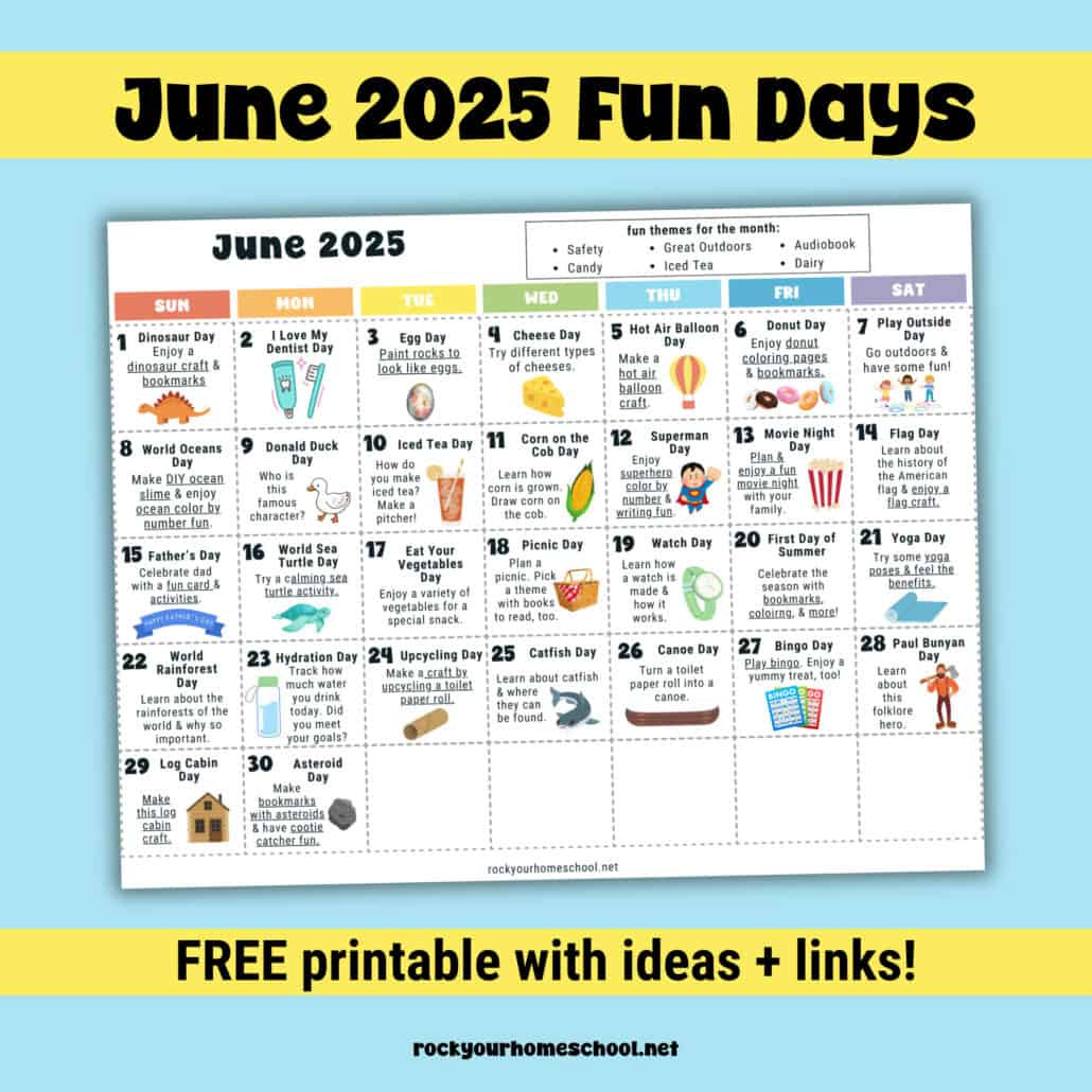 June 2025 Fun Days Calendar (Color) - Rock Your Homeschool pertaining to June National Day Calendar 2025