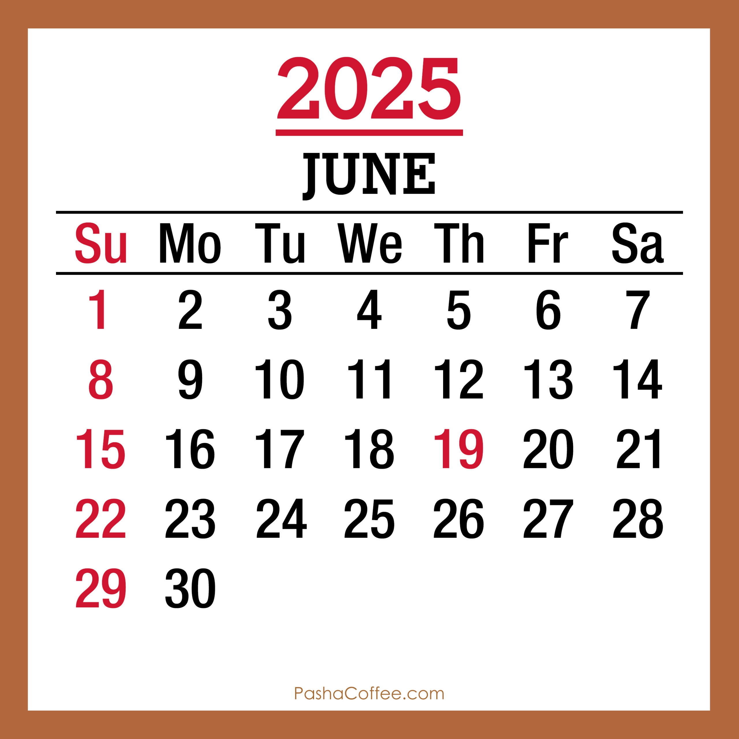 June 2025 Monthly Calendar With Holidays, Printable Free, Beige intended for June Calendar 2025 With Holidays
